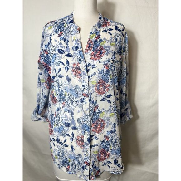 Kut from the Kloth Tops - Kut Roll Tab/long Sleeve Button Up Sheer‎ Blouse Womens size Large